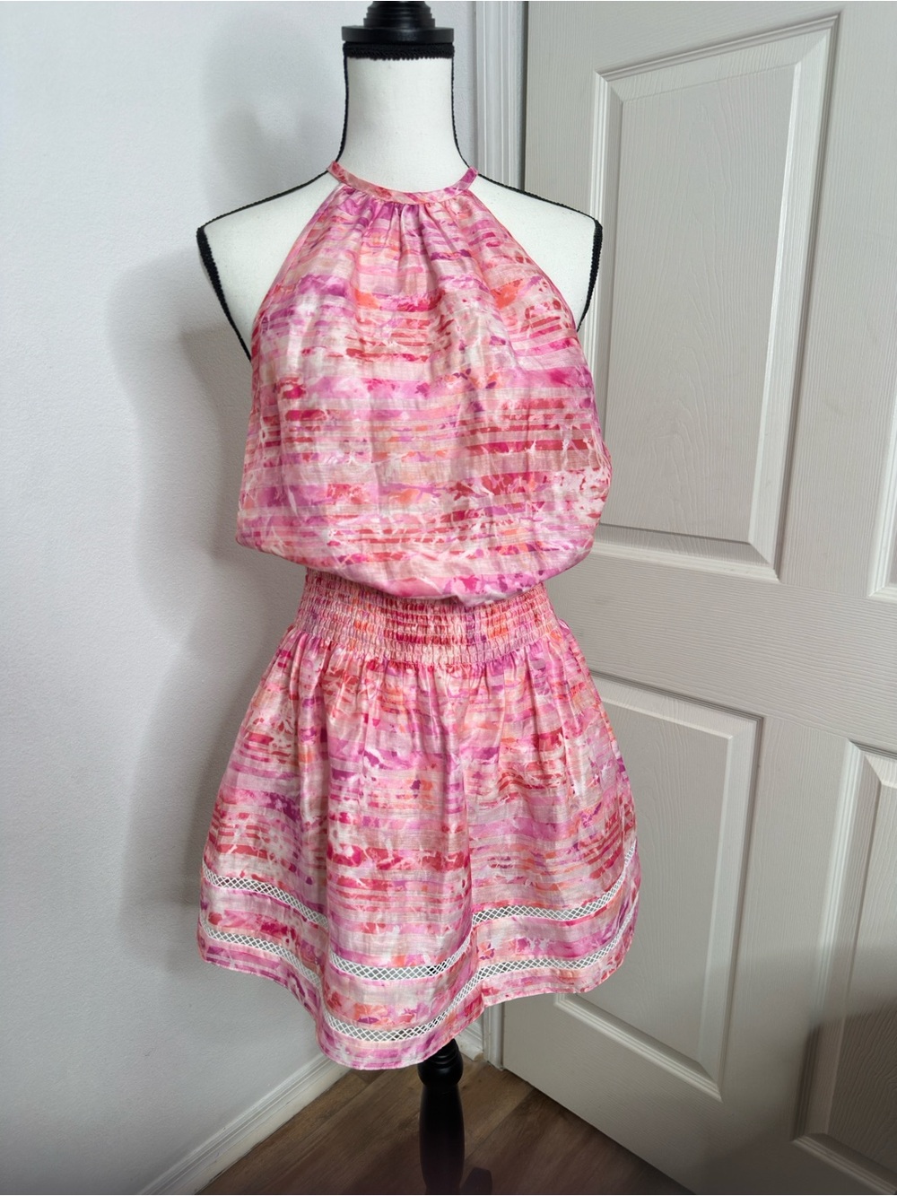 Ramy Brook Pink Watercolor Halter Dress